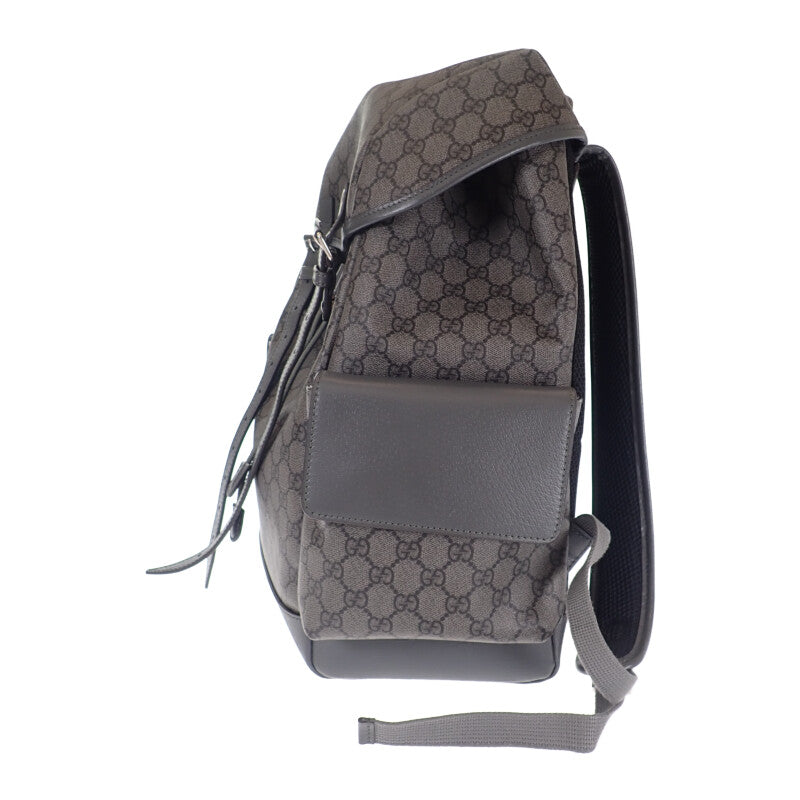 GUCCI 古馳 Ophidia 中號雙肩包 598140_FABHU_8863 後背包 GG Supreme 帆布 灰色 黑色 男款【二手】【A級】