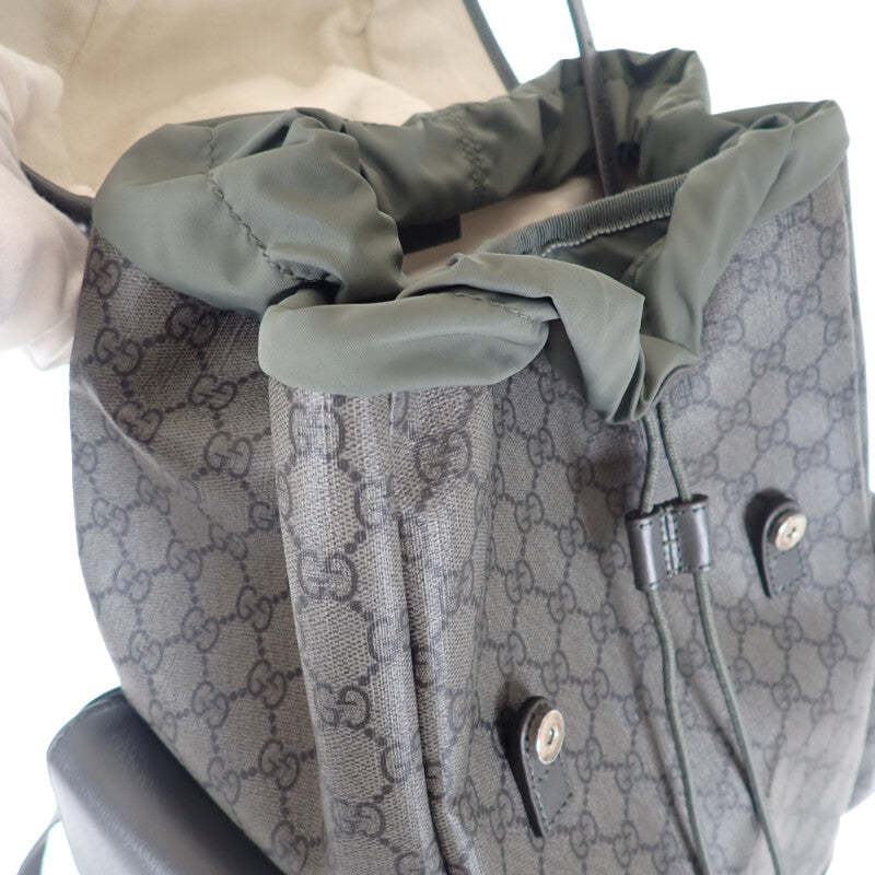 GUCCI 古馳 Ophidia 中號雙肩包 598140_FABHU_8863 後背包 GG Supreme 帆布 灰色 黑色 男款【二手】【A級】