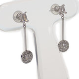 デザインジュエリー エメラルドカット ドロップ ピアス Pt900プラチナ ダイヤモンド レディース【中古】【Aランク】