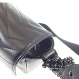 グッチ GUCCI GGマーモント キルティングレザー チェーン 739681 ショルダーバッグ カーフ ブラック レディース【中古】【ABランク】