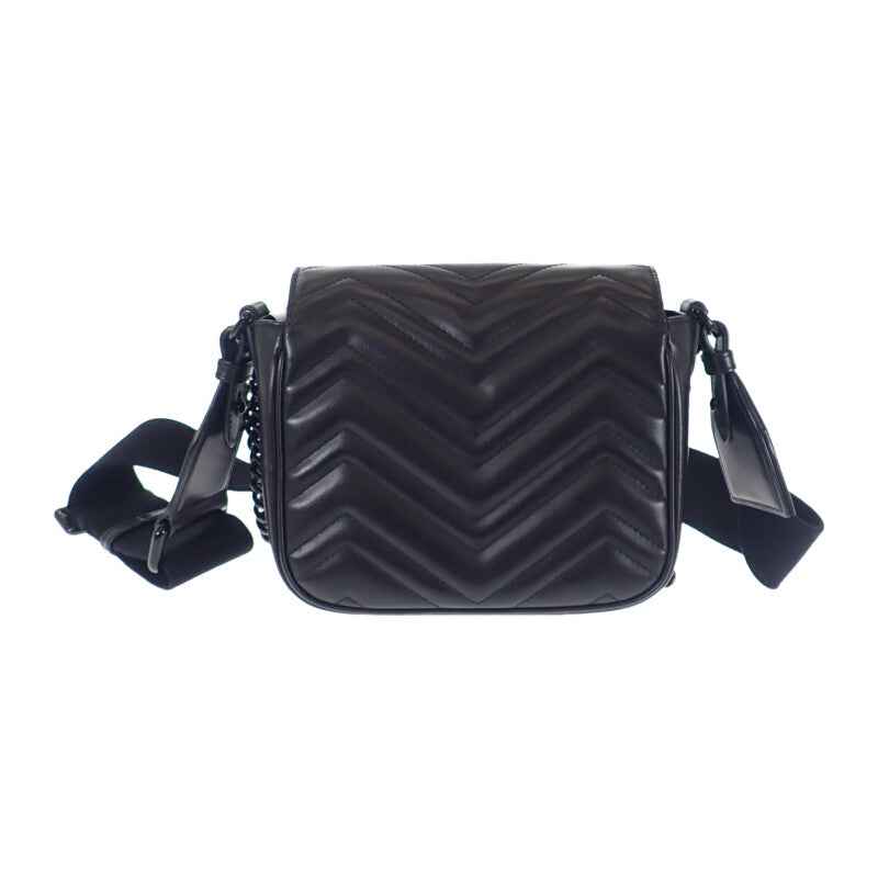 グッチ GUCCI GGマーモント キルティングレザー チェーン 739681 ショルダーバッグ カーフ ブラック レディース【中古】【ABランク】