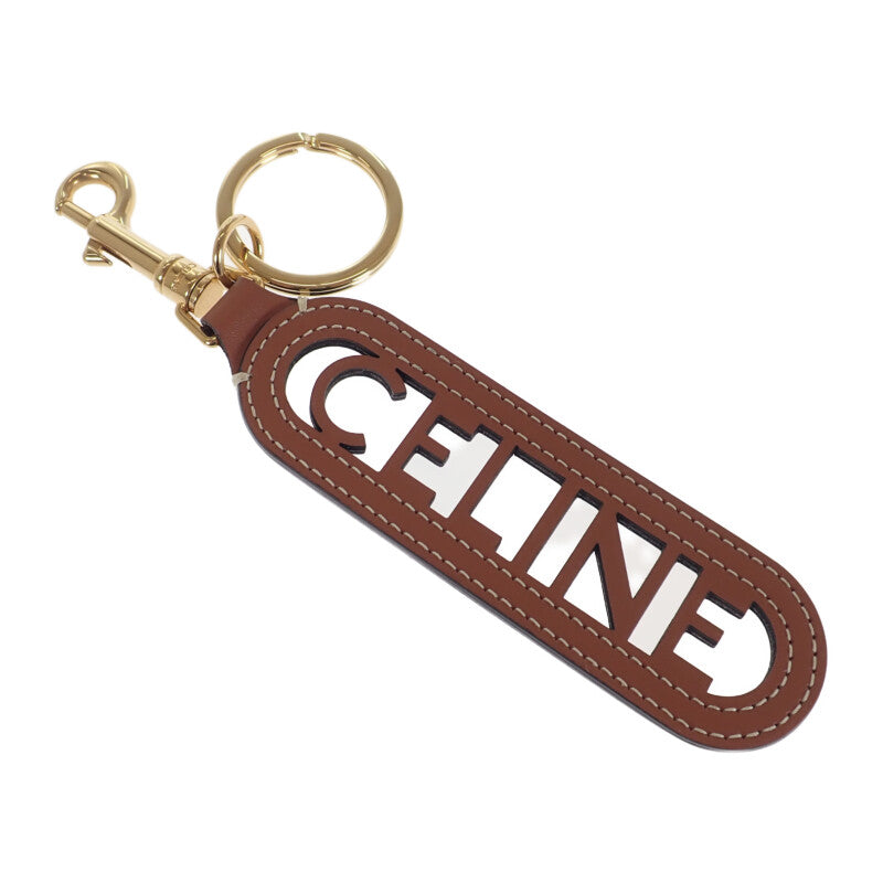 セリーヌ CELINE パンチング キーリング チャーム ロゴ 49I733DSD.04LU キーホルダー カーフ タン レディース【中古】【ABランク】