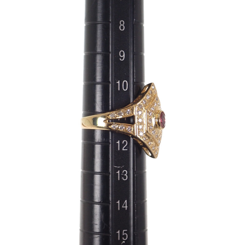 デザインジュエリー 11号 リング K18イエローゴールド ルビー ダイヤモンド レディース【中古】【Aランク】