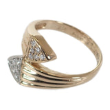 【中古】 デザイン ジュエリー リング K18ピンクゴールド Pt900プラチナ ダイヤモンド 8号 レディース【Aランク】