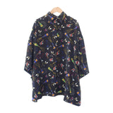 バレンシアガ BALENCIAGA セレブレーション プリント 36 半袖シャツ シルク ブラック メンズ【中古】【Aランク】