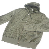 ベルルッティ Berluti スクリット ジップアップ L パーカー ウール レザー カーキ メンズ【中古】【Aランク】