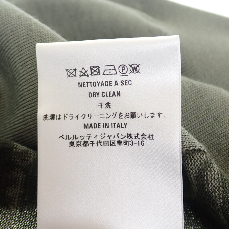 Berluti 柏魯帝 Scritto 拉鍊連帽衫 L 羊毛 皮革 卡其色 男士【二手】【A級】