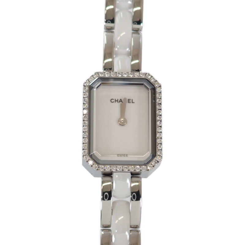 シャネル CHANEL プルミエール トリプルブレス H3059 腕時計 ステンレススチール セラミック ダイヤモンド クオーツ ホワイト文字盤 レディース【中古】【Aランク】