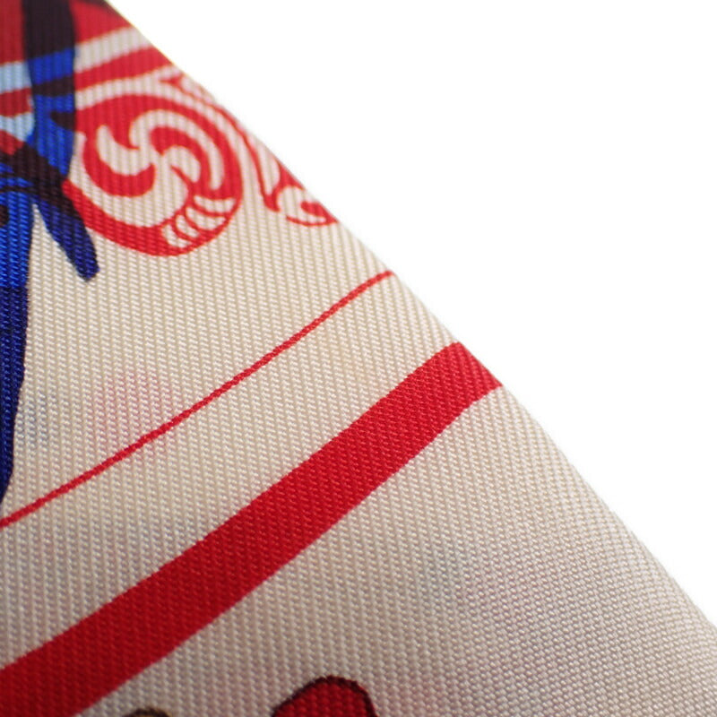 エルメス HERMES ツイリー エクスリブリス パリジェンヌ スカーフ シルク アイボリー レッド レディース【中古】【ABランク】