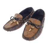 ルイヴィトン LOUIS VUITTON グロリアライン ドライビングシューズ フラット 34 モカシン パテントモノグラム モノグラム・リバースキャンバス ブラウン レディース【中古】【Aランク】