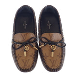 ルイヴィトン LOUIS VUITTON グロリアライン ドライビングシューズ フラット 34 モカシン パテントモノグラム モノグラム・リバースキャンバス ブラウン レディース【中古】【Aランク】