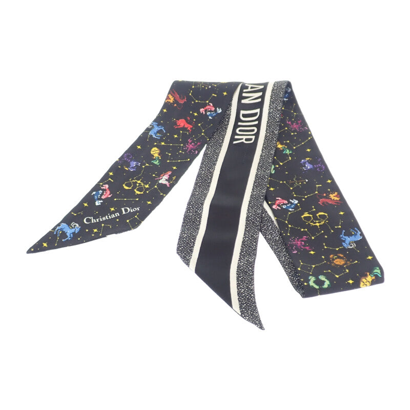 ディオール Dior ミッツァ 24PCO106I611 スカーフ シルク ブラック レディース【中古】【Aランク】