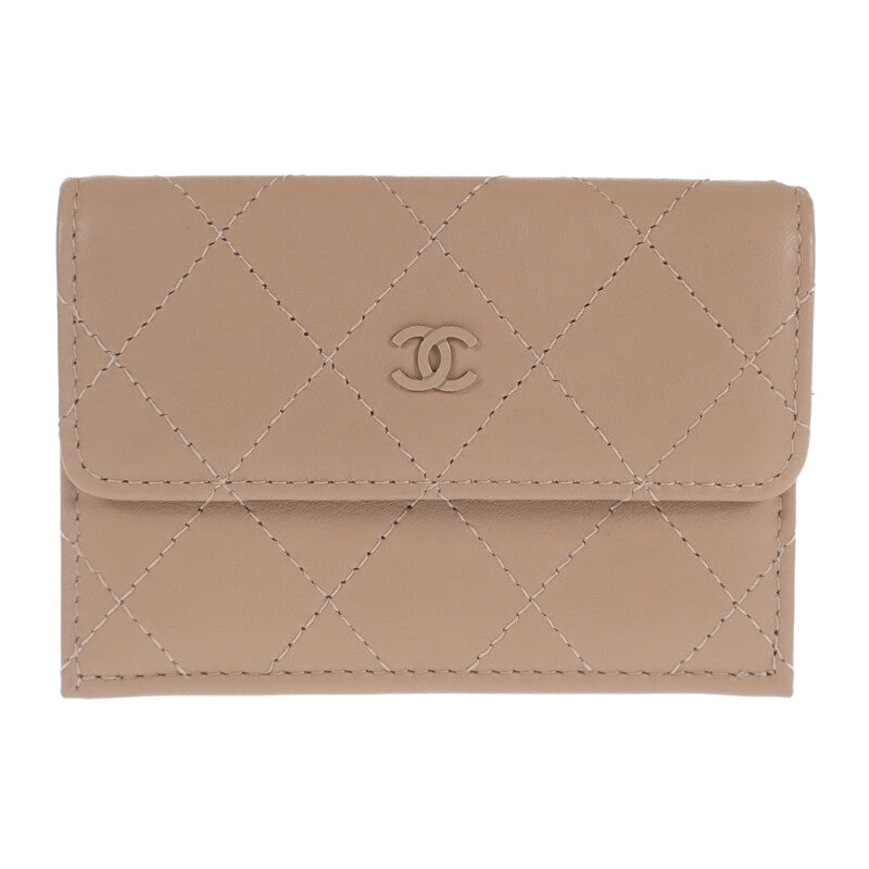 シャネル CHANEL スモールフラップ ウォレット AP3882_B16247_NW781 三つ折り財布 カーフ ベージュ レディース【中古】【Aランク】