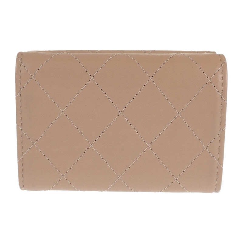 シャネル CHANEL スモールフラップ ウォレット AP3882_B16247_NW781 三つ折り財布 カーフ ベージュ レディース【中古】【Aランク】