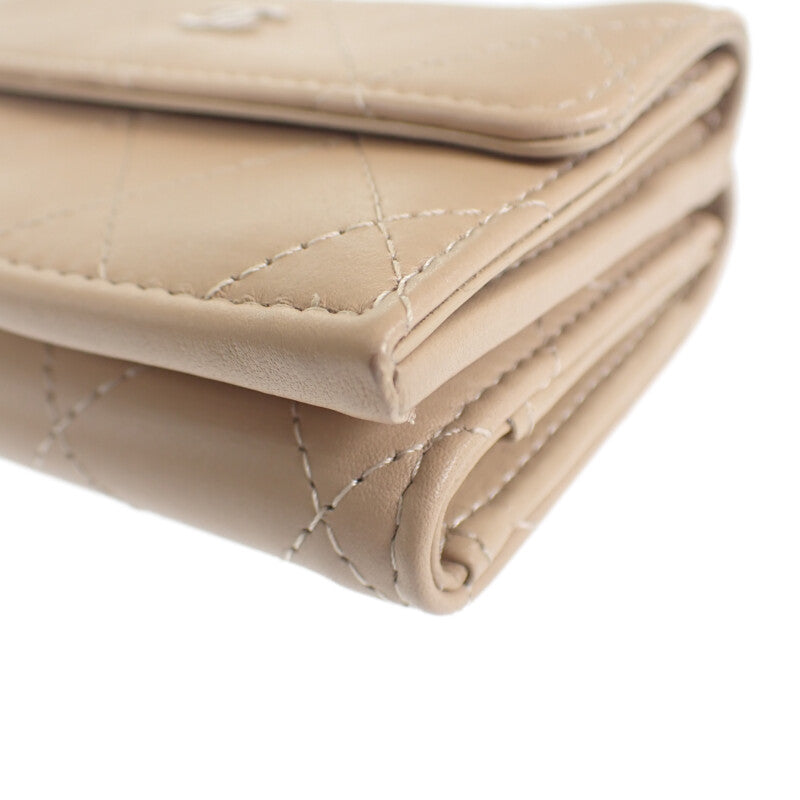 シャネル CHANEL スモールフラップ ウォレット AP3882_B16247_NW781 三つ折り財布 カーフ ベージュ レディース【中古】【Aランク】