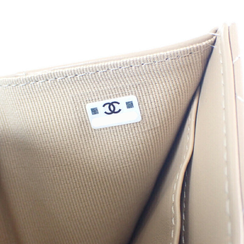 シャネル CHANEL スモールフラップ ウォレット AP3882_B16247_NW781 三つ折り財布 カーフ ベージュ レディース【中古】【Aランク】