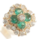 【中古】 デザインジュエリー フラワー ピアス K18イエローゴールド グリーン エメラルド ダイヤモンド レディース【Aランク】