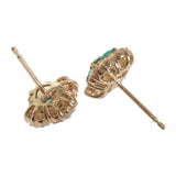 【中古】 デザインジュエリー フラワー ピアス K18イエローゴールド グリーン エメラルド ダイヤモンド レディース【Aランク】