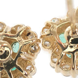 【中古】 デザインジュエリー フラワー ピアス K18イエローゴールド グリーン エメラルド ダイヤモンド レディース【Aランク】