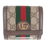 グッチ GUCCI オフィディア GG ウォレット 598662_96IWG_8745 二つ折り財布 レザー GGスプリーム ブラウン レディース【中古】【SAランク】