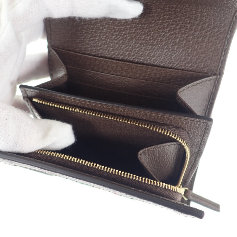 グッチ GUCCI オフィディア GG ウォレット 598662_96IWG_8745 二つ折り財布 レザー GGスプリーム ブラウン レディース【中古】【SAランク】