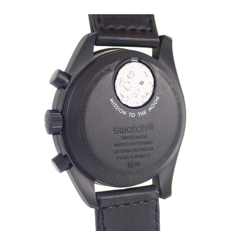 Swatch Swatch Omega OMEGA Speedmaster Mission to the Moonphase SO33B700 腕錶 陶瓷 尼龍 黑色 石英 黑色錶盤 男款【二手】【S級】
