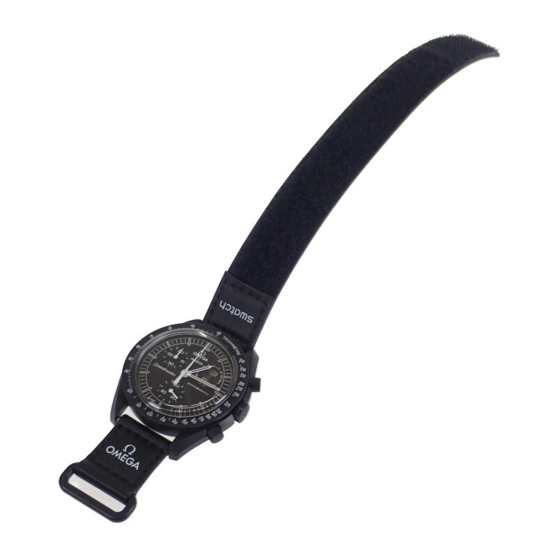 Swatch Swatch Omega OMEGA Speedmaster Mission to the Moonphase SO33B700 腕錶 陶瓷 尼龍 黑色 石英 黑色錶盤 男款【二手】【S級】
