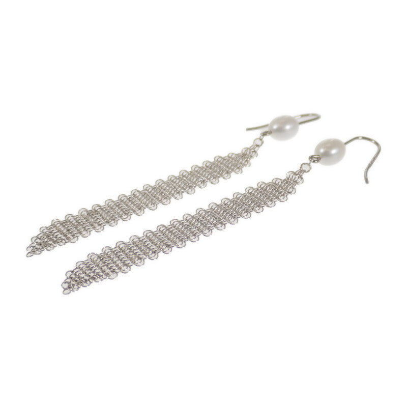 ティファニー TIFFANY&Co. メッシュ タッセル 60145952 ピアス シルバー925 パール レディース【中古】【Aランク】