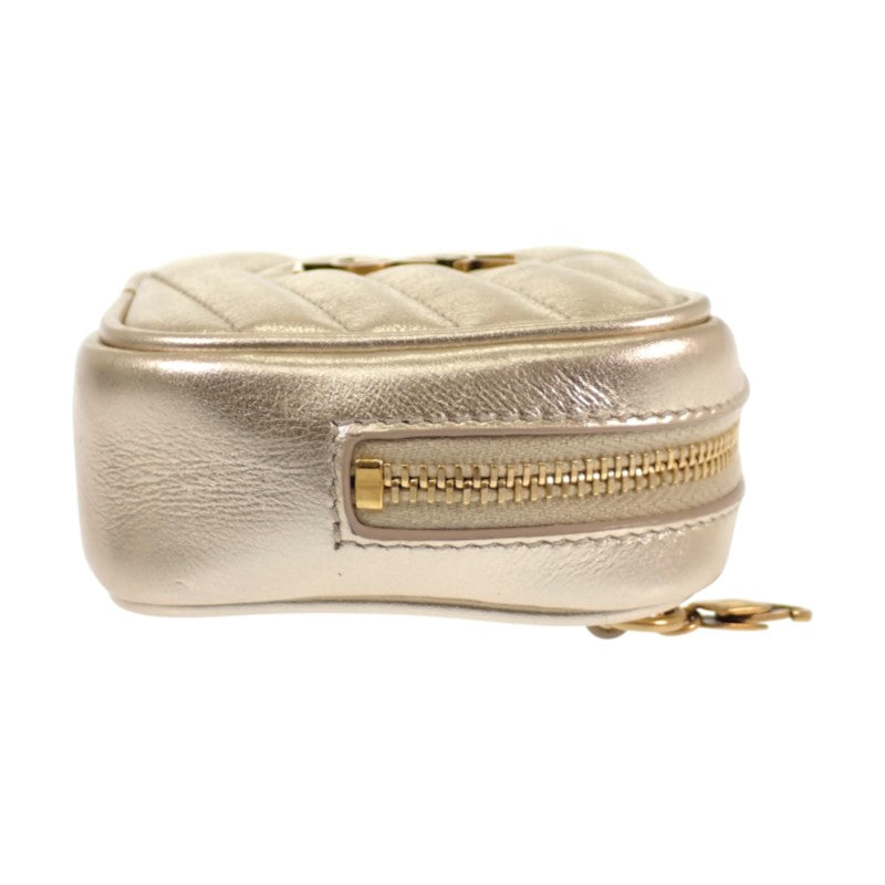 SAINT LAURENT 聖羅蘭 BABY LOUP 鍊帶肩背包 手拿包 657495 肩背包 皮革 金色 女款【中古】【A級品】