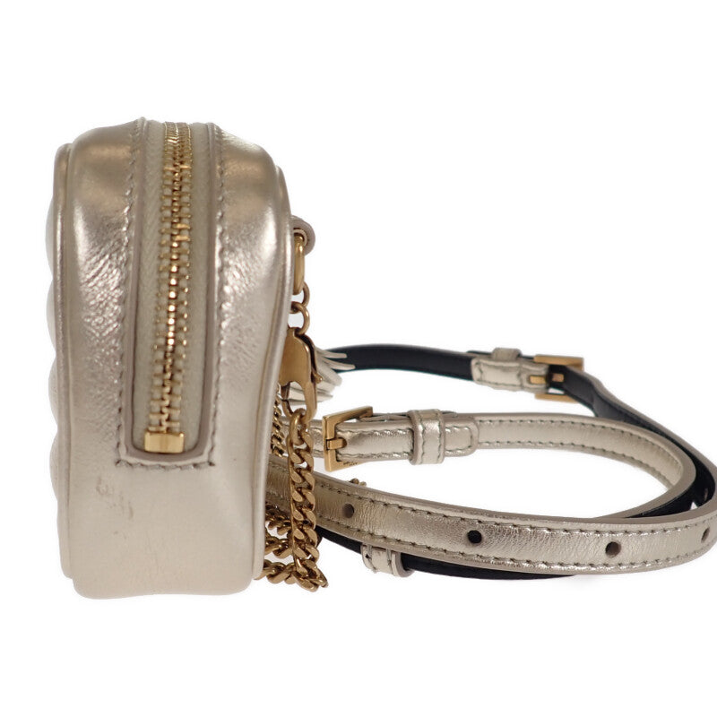 SAINT LAURENT 聖羅蘭 BABY LOUP 鍊帶肩背包 手拿包 657495 肩背包 皮革 金色 女款【中古】【A級品】