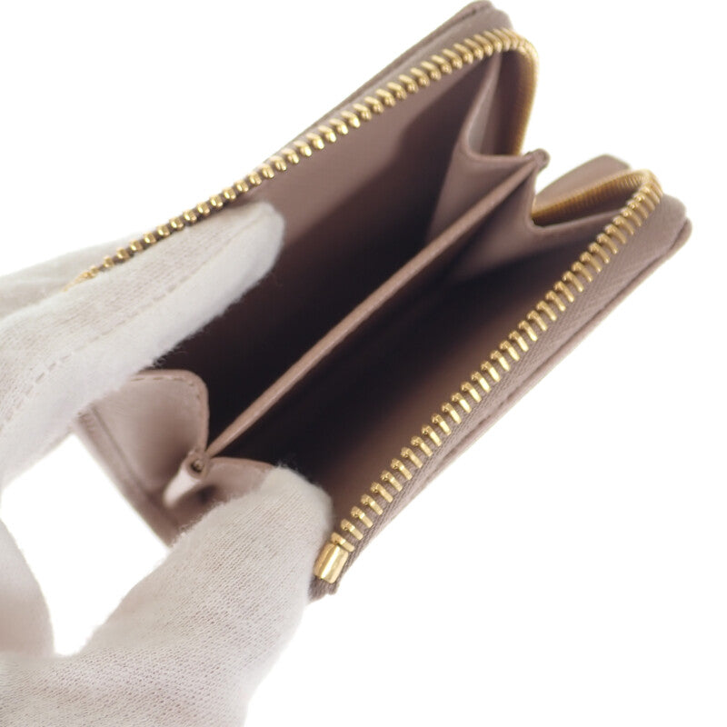 プラダ PRADA L字ファスナー 小銭入れ 1ML025 コインケース サフィアーノ シプリア ピンクベージュ レディース【中古】【Aランク】