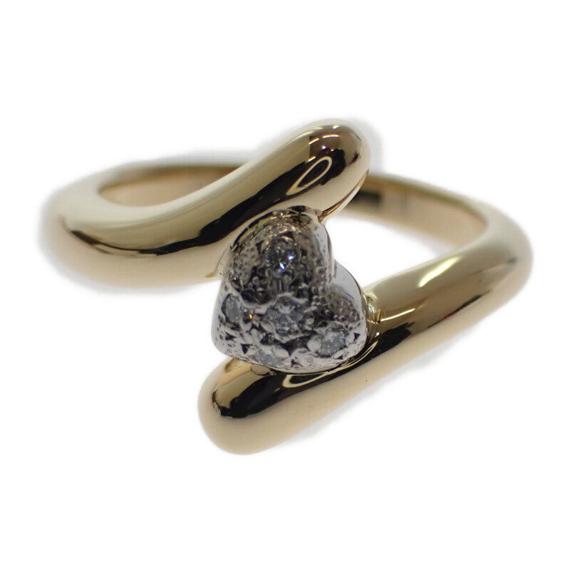 ミキモト MIKIMOTO ハート モチーフ 指輪 11号 リング K18イエローゴールド Pt950プラチナ ダイヤモンド レディース【中古】【Aランク】