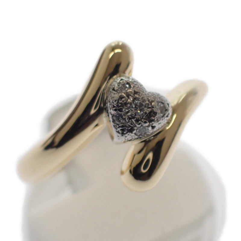ミキモト MIKIMOTO ハート モチーフ 指輪 11号 リング K18イエローゴールド Pt950プラチナ ダイヤモンド レディース【中古】【Aランク】