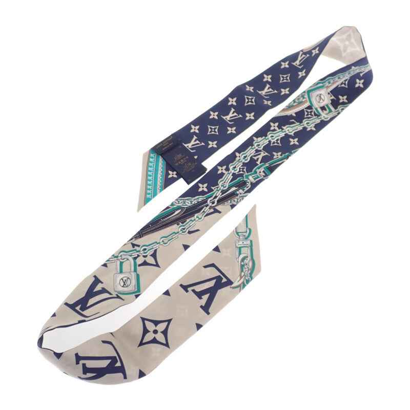 ルイヴィトン LOUIS VUITTON バンドー BB アルティメット M77778 スカーフ シルク ベージュ ブルーマリーヌ レディース【中古】【ABランク】