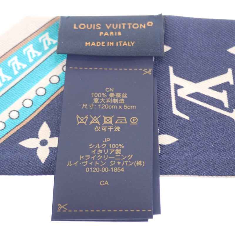 ルイヴィトン LOUIS VUITTON バンドー BB アルティメット M77778 スカーフ シルク ベージュ ブルーマリーヌ レディース【中古】【ABランク】