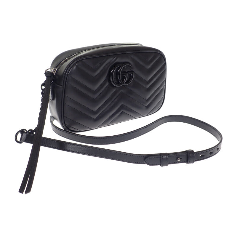 グッチ GUCCI GGマーモント スモール 447632_DTDHV_1000 ショルダーバッグ レザー ブラック ブラック金具 レディース【中古】【Aランク】