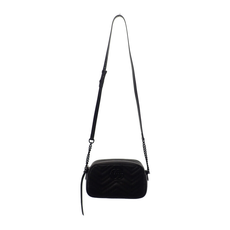グッチ GUCCI GGマーモント スモール 447632_DTDHV_1000 ショルダーバッグ レザー ブラック レディース【中古】【Aランク】