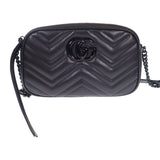 グッチ GUCCI GGマーモント スモール 447632_DTDHV_1000 ショルダーバッグ レザー ブラック ブラック金具 レディース【中古】【Aランク】