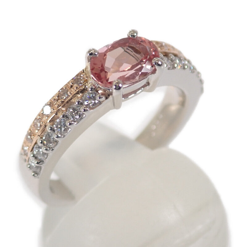 デザインジュエリー ピンクサファイヤ 12号 リング K18ゴールド Pt900プラチナ ピンクサファイヤ ダイヤモンド レディース【中古】【Aランク】