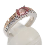 【中古】 デザインジュエリー ピンクサファイヤ リング K18ゴールド Pt900プラチナ 12号 ピンクサファイヤ ダイヤモンド レディース【Aランク】