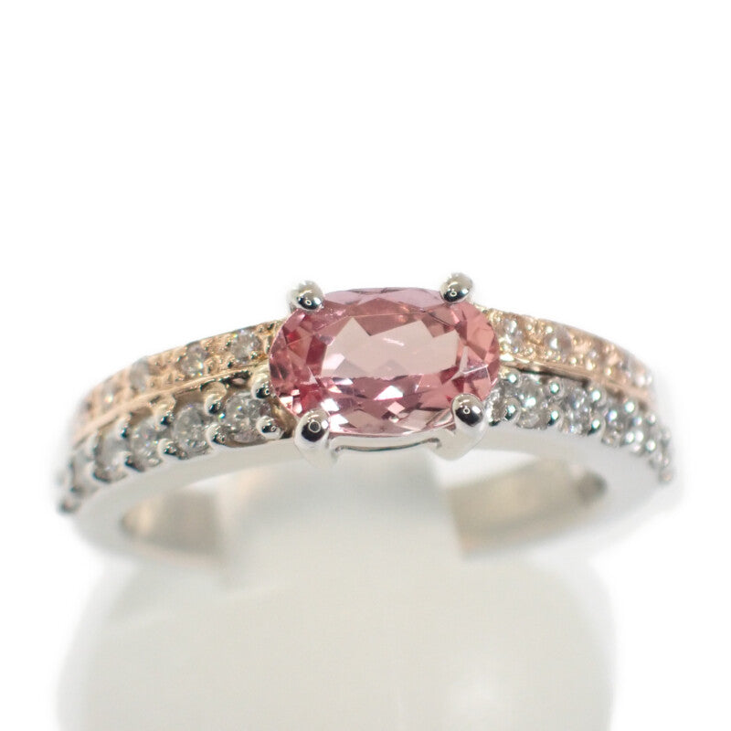 【中古】 デザインジュエリー ピンクサファイヤ リング K18ゴールド Pt900プラチナ 12号 ピンクサファイヤ ダイヤモンド レディース【Aランク】