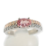 【中古】 デザインジュエリー ピンクサファイヤ リング K18ゴールド Pt900プラチナ 12号 ピンクサファイヤ ダイヤモンド レディース【Aランク】