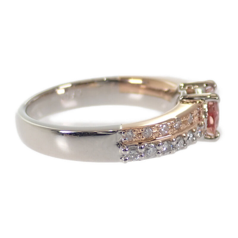 【中古】 デザインジュエリー ピンクサファイヤ リング K18ゴールド Pt900プラチナ 12号 ピンクサファイヤ ダイヤモンド レディース【Aランク】