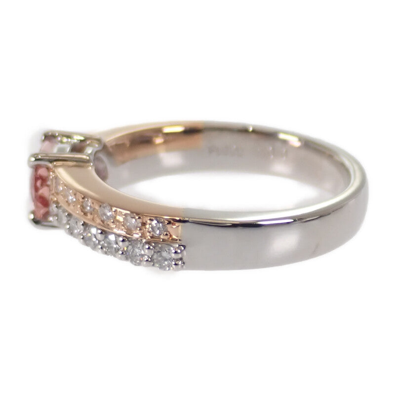 【中古】 デザインジュエリー ピンクサファイヤ リング K18ゴールド Pt900プラチナ 12号 ピンクサファイヤ ダイヤモンド レディース【Aランク】