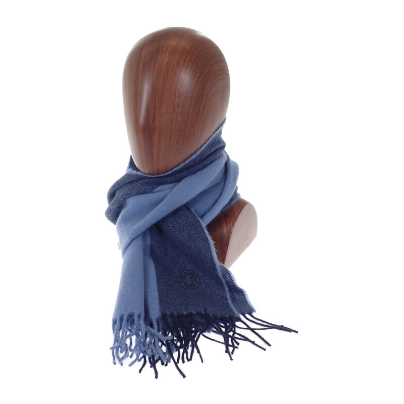 エルメス HERMES Hサマーブロック マフラー カシミヤ ブルー メンズ【中古】【Aランク】