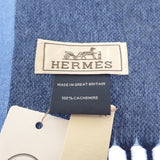 エルメス HERMES Hサマーブロック マフラー カシミヤ ブルー メンズ【中古】【Aランク】