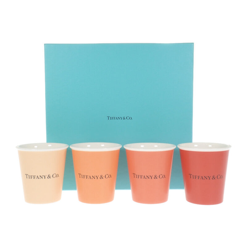 ティファニー TIFFANY&Co. コーヒーカップ 4個セット ペーパーカップ テーブルウェア 73242088 グラス 陶磁器 オレンジ レディース【中古】【Sランク】