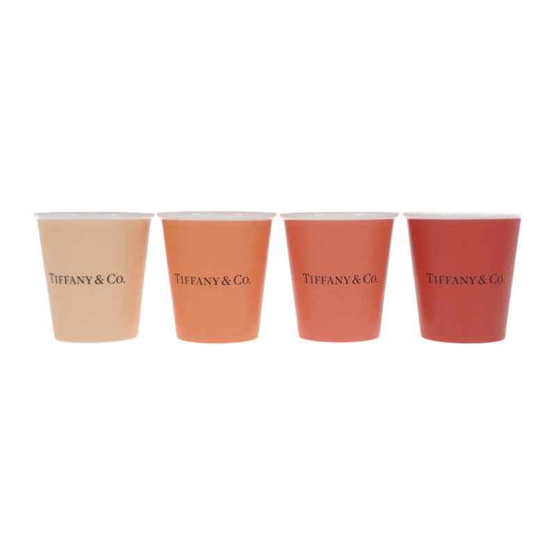 ティファニー TIFFANY&Co. コーヒーカップ 4個セット ペーパーカップ テーブルウェア 73242088 グラス 陶磁器 オレンジ レディース【中古】【Sランク】