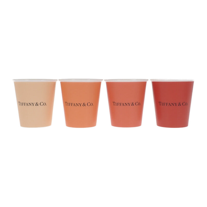 ティファニー TIFFANY&Co. コーヒーカップ 4個セット ペーパーカップ テーブルウェア 73242088 グラス 陶磁器 オレンジ レディース【中古】【Sランク】