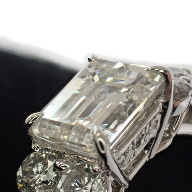 デザインジュエリー エメラルドカット 指輪 12号 リング Pt900プラチナ ダイヤモンド レディース【中古】【Aランク】